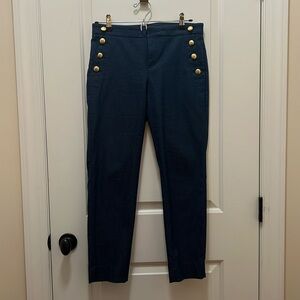 Banana Republic Navy Blue Sailor-Style Trousers with Gold Buttons